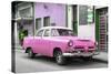 Cuba Fuerte Collection - Classic Pink Car-Philippe Hugonnard-Stretched Canvas