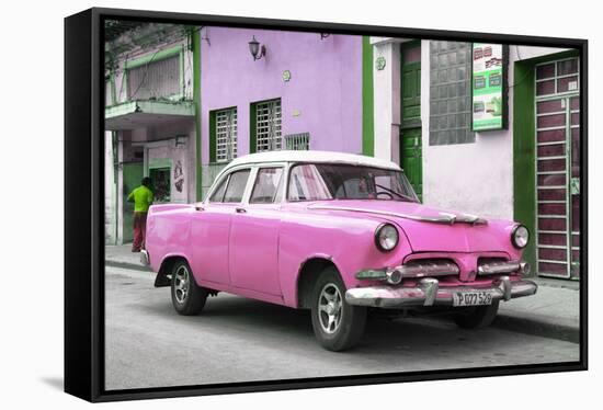 Cuba Fuerte Collection - Classic Pink Car-Philippe Hugonnard-Framed Stretched Canvas