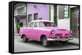 Cuba Fuerte Collection - Classic Pink Car-Philippe Hugonnard-Framed Stretched Canvas