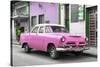 Cuba Fuerte Collection - Classic Pink Car-Philippe Hugonnard-Stretched Canvas