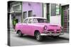 Cuba Fuerte Collection - Classic Pink Car-Philippe Hugonnard-Stretched Canvas