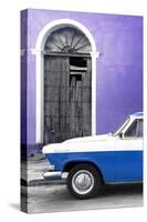 Cuba Fuerte Collection - Close-up of American Classic Car White and Blue-Philippe Hugonnard-Stretched Canvas