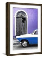 Cuba Fuerte Collection - Close-up of American Classic Car White and Blue-Philippe Hugonnard-Framed Photographic Print