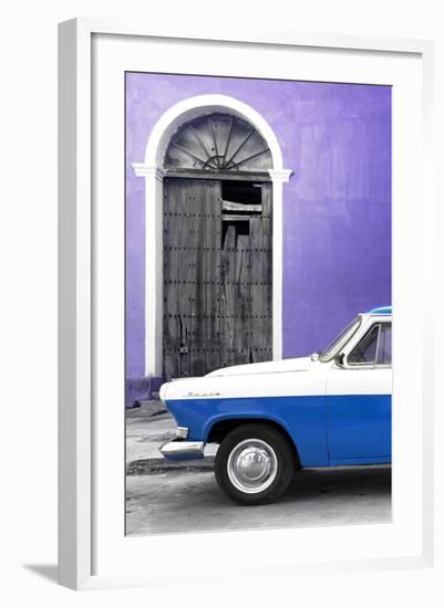 Cuba Fuerte Collection - Close-up of American Classic Car White and Blue-Philippe Hugonnard-Framed Photographic Print