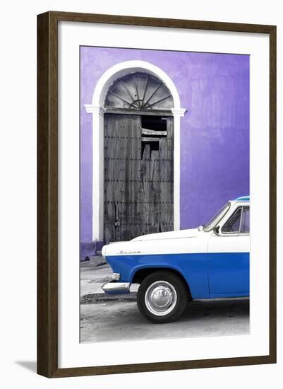 Cuba Fuerte Collection - Close-up of American Classic Car White and Blue-Philippe Hugonnard-Framed Photographic Print