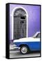 Cuba Fuerte Collection - Close-up of American Classic Car White and Blue-Philippe Hugonnard-Framed Stretched Canvas