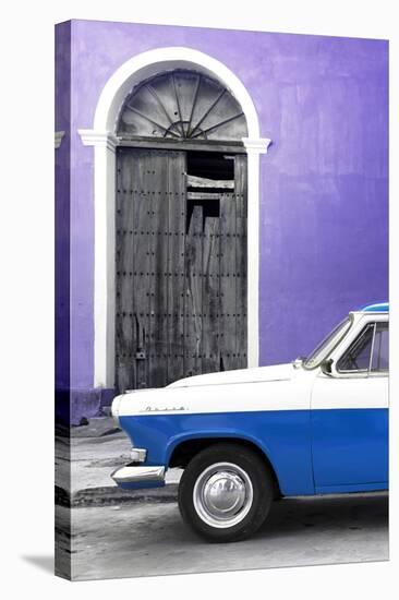 Cuba Fuerte Collection - Close-up of American Classic Car White and Blue-Philippe Hugonnard-Stretched Canvas