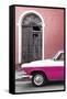 Cuba Fuerte Collection - Close-up of American Classic Car White and Dark Pink-Philippe Hugonnard-Framed Stretched Canvas