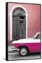 Cuba Fuerte Collection - Close-up of American Classic Car White and Dark Pink-Philippe Hugonnard-Framed Stretched Canvas