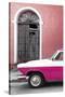 Cuba Fuerte Collection - Close-up of American Classic Car White and Dark Pink-Philippe Hugonnard-Stretched Canvas