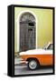 Cuba Fuerte Collection - Close-up of American Classic Car White and Orange-Philippe Hugonnard-Framed Stretched Canvas