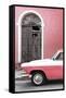 Cuba Fuerte Collection - Close-up of American Classic Car White and Pink-Philippe Hugonnard-Framed Stretched Canvas