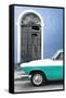 Cuba Fuerte Collection - Close-up of American Classic Car White and Turquoise-Philippe Hugonnard-Framed Stretched Canvas
