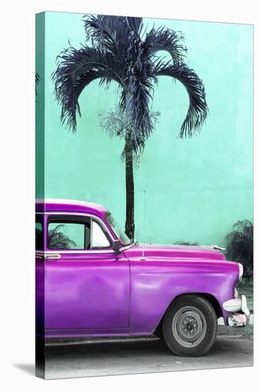 Cuba Fuerte Collection - Close-up of Beautiful Retro Purple Car-Philippe Hugonnard-Stretched Canvas