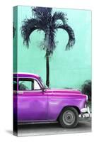 Cuba Fuerte Collection - Close-up of Beautiful Retro Purple Car-Philippe Hugonnard-Stretched Canvas