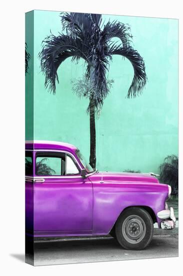 Cuba Fuerte Collection - Close-up of Beautiful Retro Purple Car-Philippe Hugonnard-Stretched Canvas