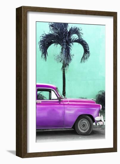 Cuba Fuerte Collection - Close-up of Beautiful Retro Purple Car-Philippe Hugonnard-Framed Photographic Print