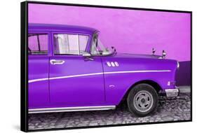 Cuba Fuerte Collection - Close-up of Retro Purple Car-Philippe Hugonnard-Framed Stretched Canvas