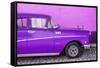 Cuba Fuerte Collection - Close-up of Retro Purple Car-Philippe Hugonnard-Framed Stretched Canvas