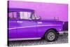 Cuba Fuerte Collection - Close-up of Retro Purple Car-Philippe Hugonnard-Stretched Canvas