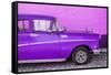 Cuba Fuerte Collection - Close-up of Retro Purple Car-Philippe Hugonnard-Framed Stretched Canvas