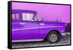 Cuba Fuerte Collection - Close-up of Retro Purple Car-Philippe Hugonnard-Framed Stretched Canvas