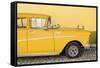 Cuba Fuerte Collection - Close-up of Retro Yellow Car-Philippe Hugonnard-Framed Stretched Canvas