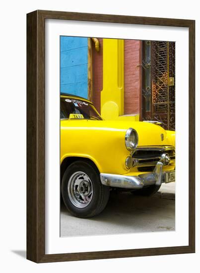 Cuba Fuerte Collection - Close up on Yellow Taxi of Havana IV-Philippe Hugonnard-Framed Photographic Print