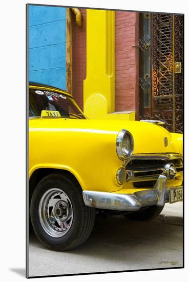 Cuba Fuerte Collection - Close up on Yellow Taxi of Havana IV-Philippe Hugonnard-Mounted Photographic Print