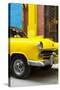 Cuba Fuerte Collection - Close up on Yellow Taxi of Havana IV-Philippe Hugonnard-Stretched Canvas