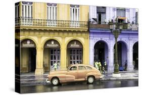 Cuba Fuerte Collection - Colorful Architecture and Golden Classic Car-Philippe Hugonnard-Stretched Canvas