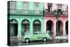 Cuba Fuerte Collection - Colorful Architecture and Green Classic Car-Philippe Hugonnard-Stretched Canvas