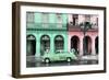 Cuba Fuerte Collection - Colorful Architecture and Green Classic Car-Philippe Hugonnard-Framed Photographic Print