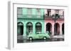 Cuba Fuerte Collection - Colorful Architecture and Green Classic Car-Philippe Hugonnard-Framed Photographic Print