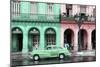 Cuba Fuerte Collection - Colorful Architecture and Green Classic Car-Philippe Hugonnard-Mounted Photographic Print