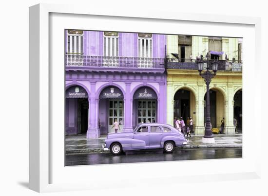 Cuba Fuerte Collection - Colorful Architecture and Mauve Classic Car-Philippe Hugonnard-Framed Photographic Print