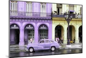 Cuba Fuerte Collection - Colorful Architecture and Mauve Classic Car-Philippe Hugonnard-Mounted Photographic Print