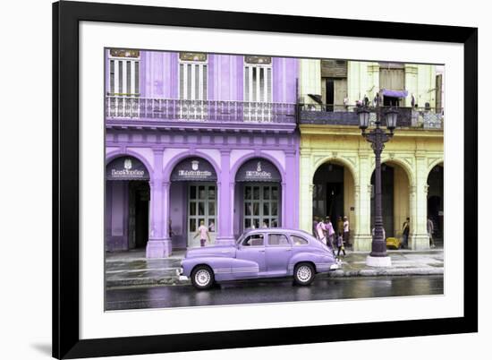 Cuba Fuerte Collection - Colorful Architecture and Mauve Classic Car-Philippe Hugonnard-Framed Photographic Print