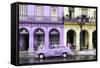 Cuba Fuerte Collection - Colorful Architecture and Mauve Classic Car-Philippe Hugonnard-Framed Stretched Canvas