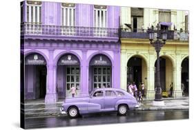 Cuba Fuerte Collection - Colorful Architecture and Mauve Classic Car-Philippe Hugonnard-Stretched Canvas