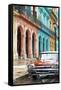 Cuba Fuerte Collection - Colorful Buildings and Red Taxi Car-Philippe Hugonnard-Framed Stretched Canvas