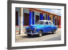 Cuba Fuerte Collection - Cuban Blue Car-Philippe Hugonnard-Framed Photographic Print