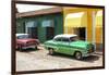 Cuba Fuerte Collection - Cuban Green and Red Taxis-Philippe Hugonnard-Framed Photographic Print