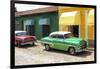 Cuba Fuerte Collection - Cuban Green and Red Taxis-Philippe Hugonnard-Framed Photographic Print