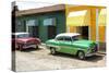 Cuba Fuerte Collection - Cuban Green and Red Taxis-Philippe Hugonnard-Stretched Canvas