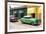 Cuba Fuerte Collection - Cuban Green and Red Taxis-Philippe Hugonnard-Framed Photographic Print