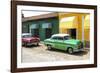 Cuba Fuerte Collection - Cuban Green and Red Taxis-Philippe Hugonnard-Framed Photographic Print