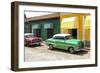 Cuba Fuerte Collection - Cuban Green and Red Taxis-Philippe Hugonnard-Framed Photographic Print