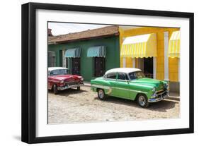 Cuba Fuerte Collection - Cuban Green and Red Taxis-Philippe Hugonnard-Framed Photographic Print
