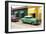 Cuba Fuerte Collection - Cuban Green and Red Taxis-Philippe Hugonnard-Framed Photographic Print